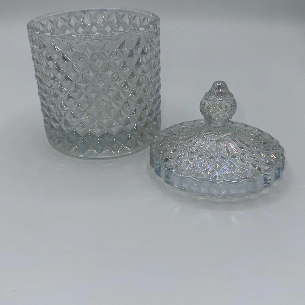 Elegant Glass Diamond cut jars with lids